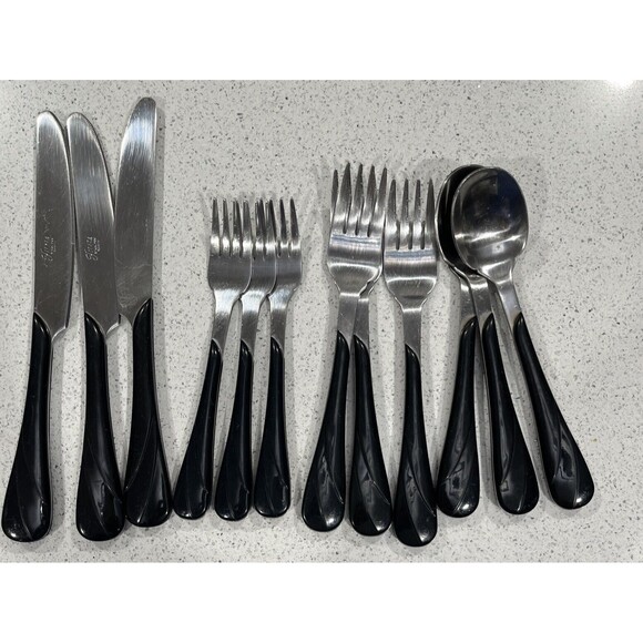 Vintage Fiesta Black Swirl Handle Flatware 12 Pc. Set